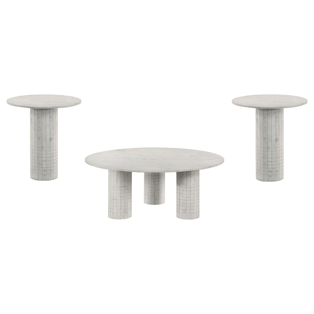 Astoria 3-piece Marble Coffee and End Table Set White - 709668-S3