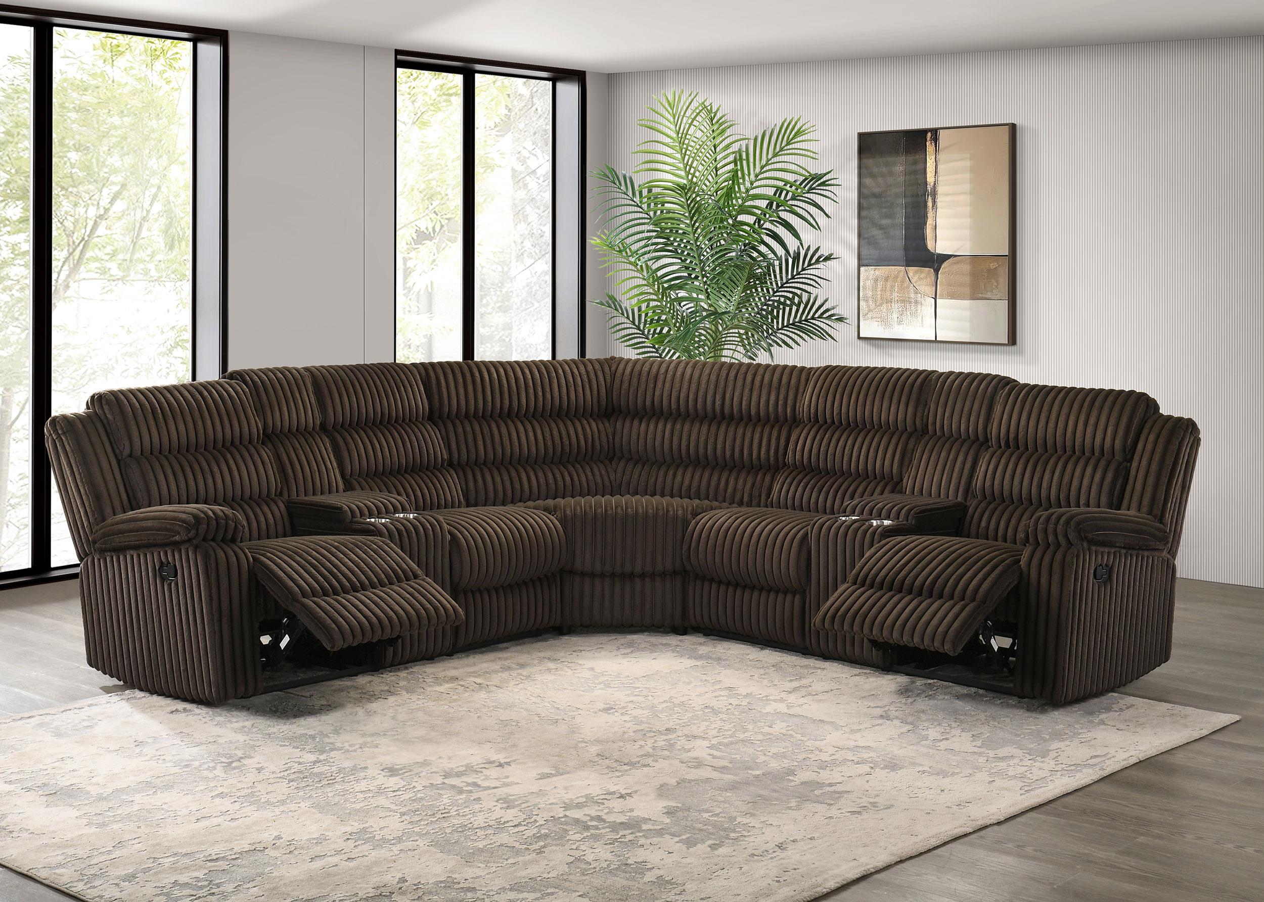 Atkinson Upholstered Reclining Sectional Sofa Chocolate - 601510