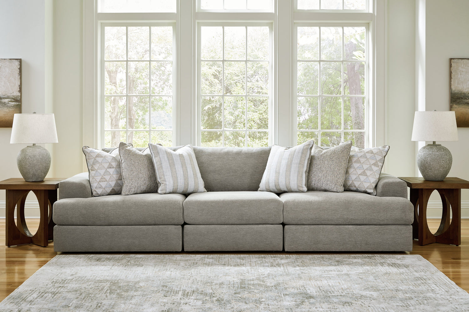 Avaliyah 3-Piece Sectional with Ottoman in Ash - PKG015529