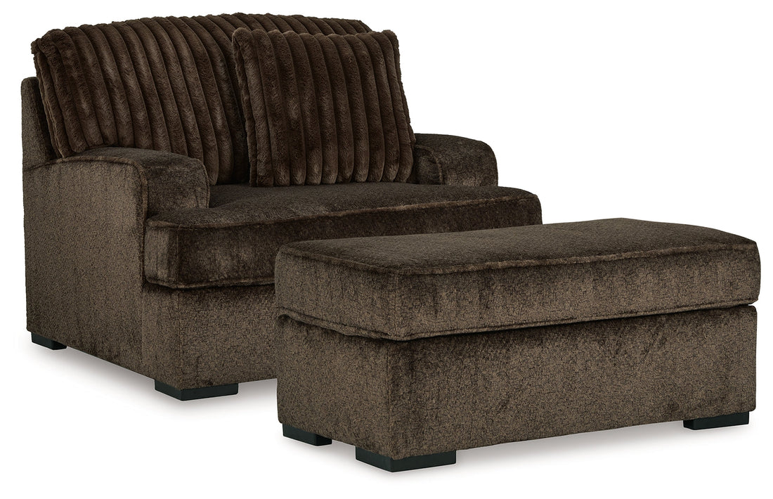 Aylesworth Chair and Ottoman in Chocolate - PKG019293