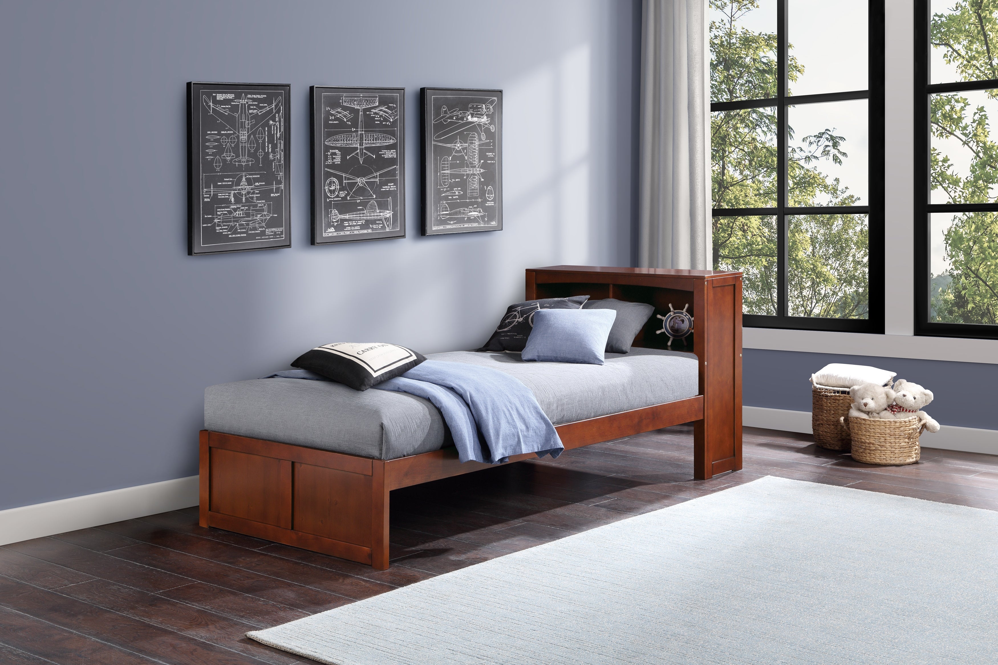 B2013BCDC-1* (2) TWIN BOOKCASE PLATFORM BED - B2013BCDC-1*