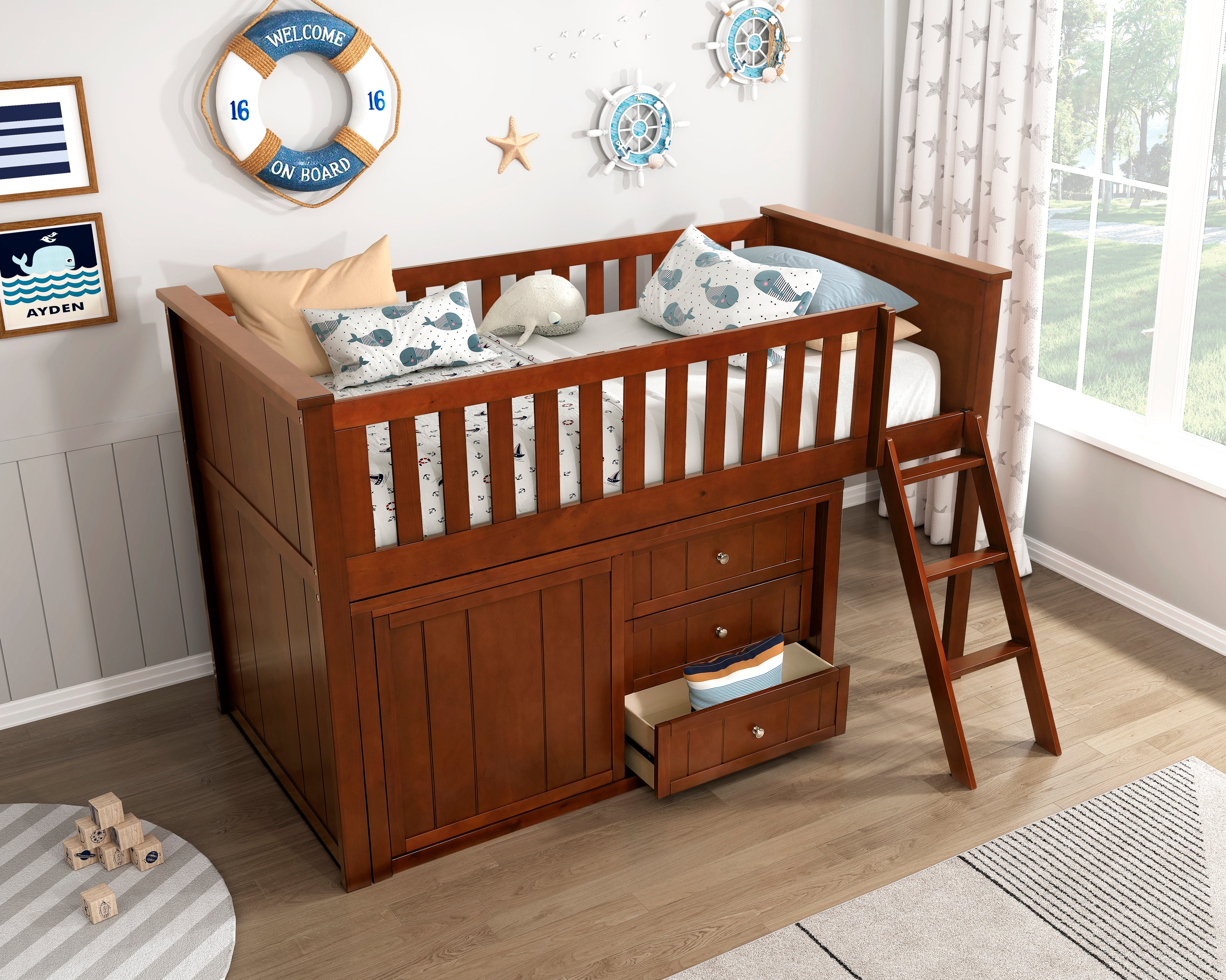 B2013LLDC-1*DR (4) Low Loft Bunk with Dresser - B2013LLDC-1*DR