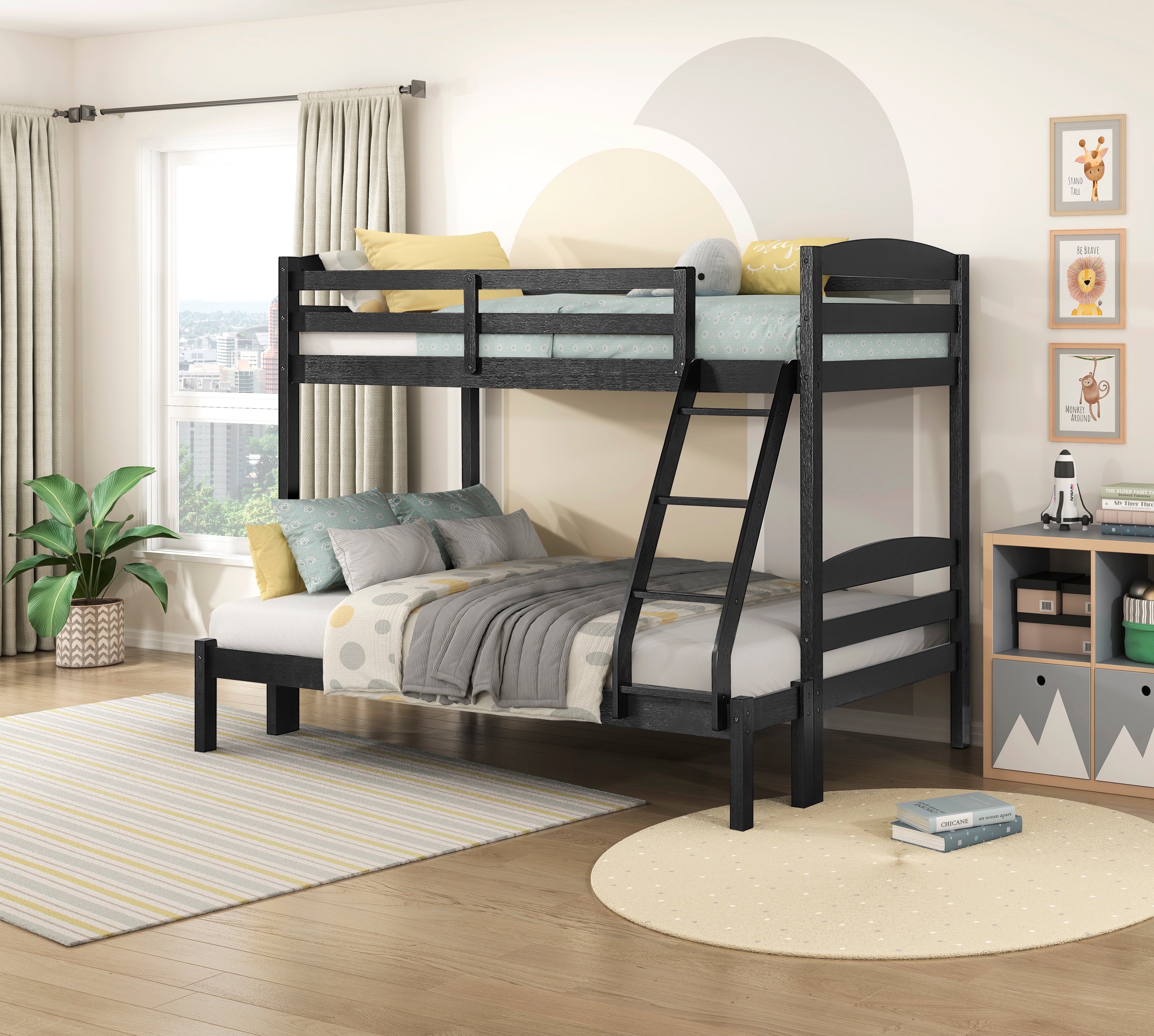 B2022BKTF-1 Twin/Full Bunk Bed - B2022BKTF-1