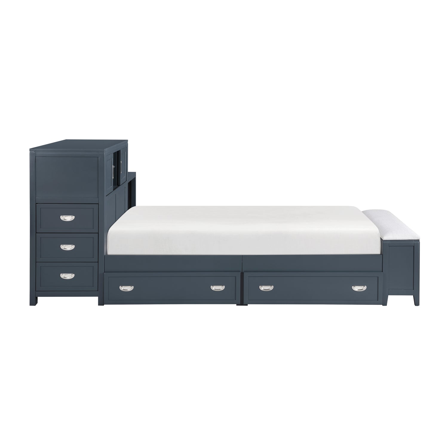 B2024BUBC-1* (2) Twin Bookcase Bed with Hidden Desk, Stool and Storage Bench - B2024BUBC-1*