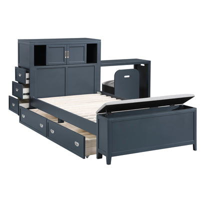 B2024BUBC-1* (2) Twin Bookcase Bed with Hidden Desk, Stool and Storage Bench - B2024BUBC-1*
