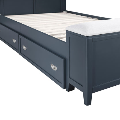 B2024BUBC-1* (2) Twin Bookcase Bed with Hidden Desk, Stool and Storage Bench - B2024BUBC-1*