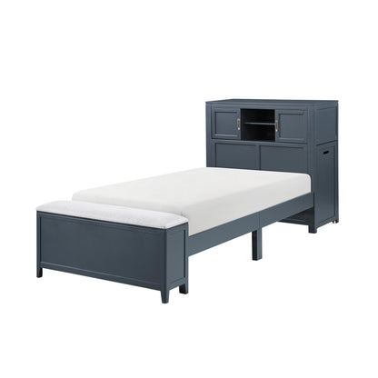 B2024BUBC-1* (2) Twin Bookcase Bed with Hidden Desk, Stool and Storage Bench - B2024BUBC-1*