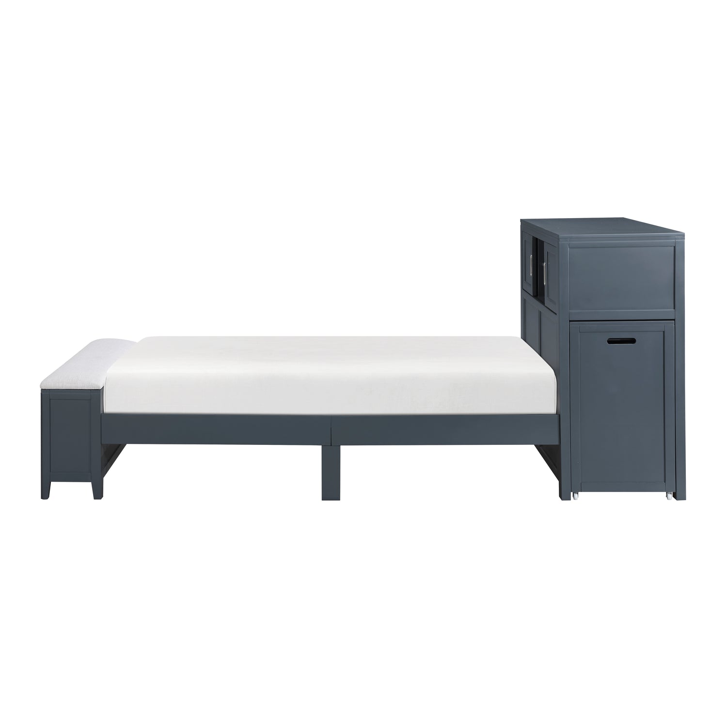 B2024BUBC-1* (2) Twin Bookcase Bed with Hidden Desk, Stool and Storage Bench - B2024BUBC-1*