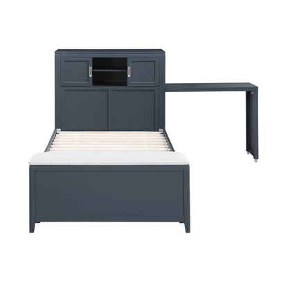 B2024BUBC-1* (2) Twin Bookcase Bed with Hidden Desk, Stool and Storage Bench - B2024BUBC-1*
