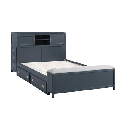 B2024BUBCF-1* (2) Full Bookcase Bed with Hidden Desk, Stool and Storage Bench - B2024BUBCF-1*
