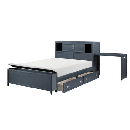 B2024BUBCF-1* (2) Full Bookcase Bed with Hidden Desk, Stool and Storage Bench - B2024BUBCF-1*