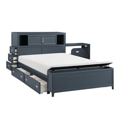 B2024BUBCF-1* (2) Full Bookcase Bed with Hidden Desk, Stool and Storage Bench - B2024BUBCF-1*