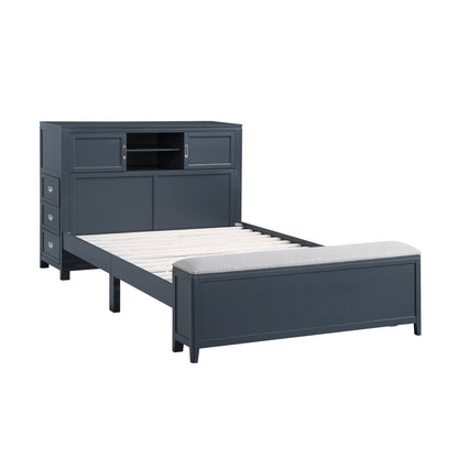 B2024BUBCF-1* (2) Full Bookcase Bed with Hidden Desk, Stool and Storage Bench - B2024BUBCF-1*