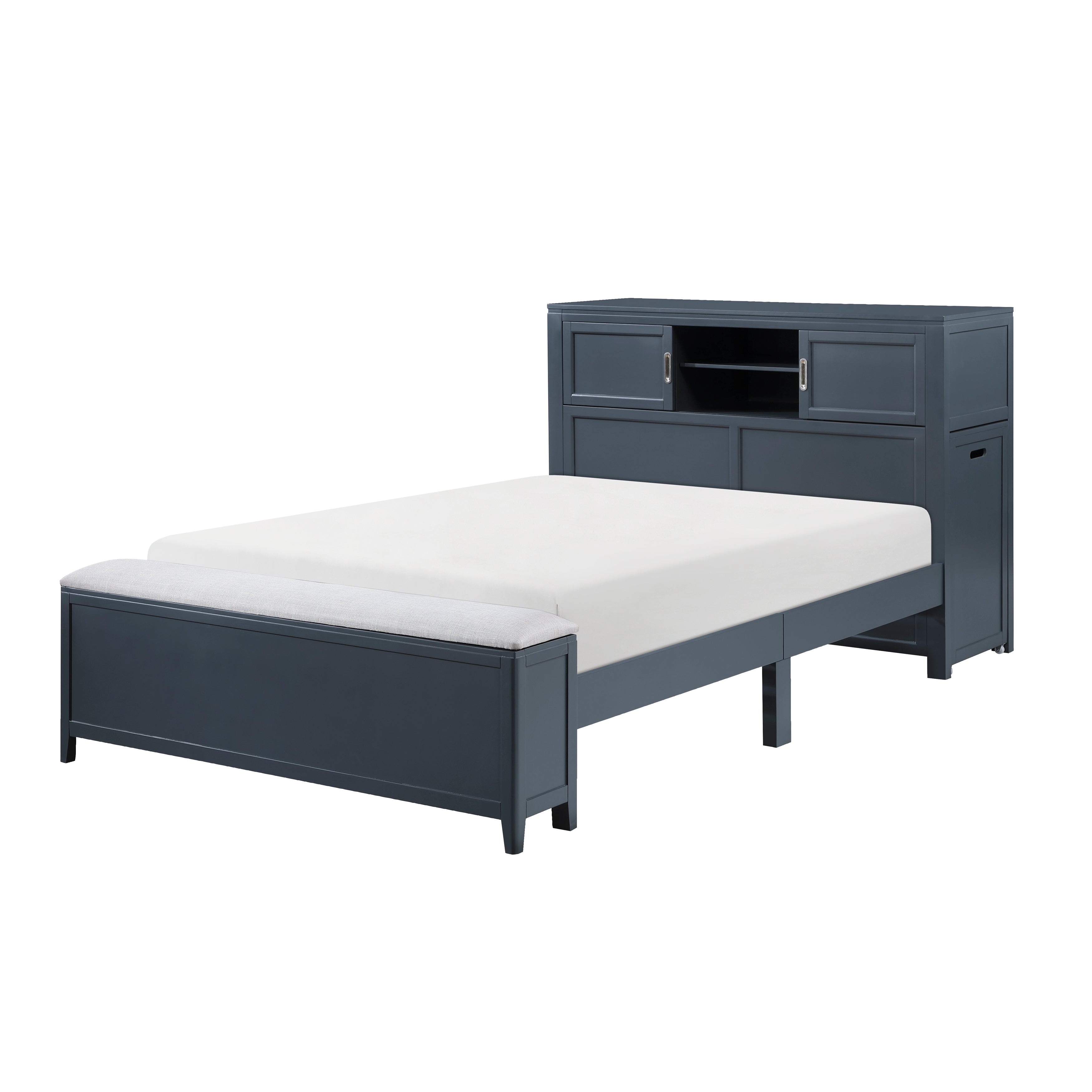 B2024BUBCF-1* (2) Full Bookcase Bed with Hidden Desk, Stool and Storage Bench - B2024BUBCF-1*