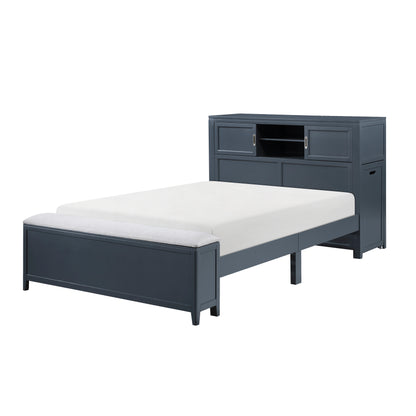 B2024BUBCF-1* (2) Full Bookcase Bed with Hidden Desk, Stool and Storage Bench - B2024BUBCF-1*