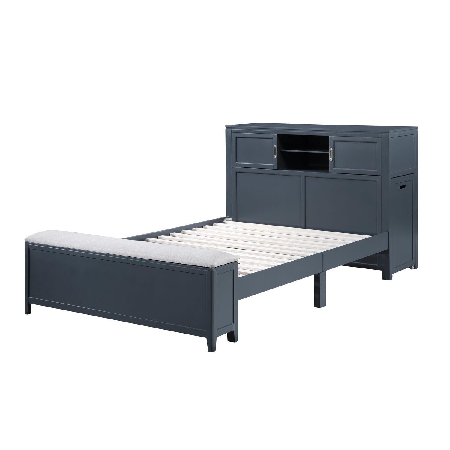 B2024BUBCF-1* (2) Full Bookcase Bed with Hidden Desk, Stool and Storage Bench - B2024BUBCF-1*