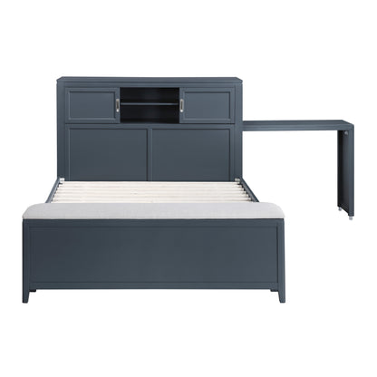 B2024BUBCF-1* (2) Full Bookcase Bed with Hidden Desk, Stool and Storage Bench - B2024BUBCF-1*