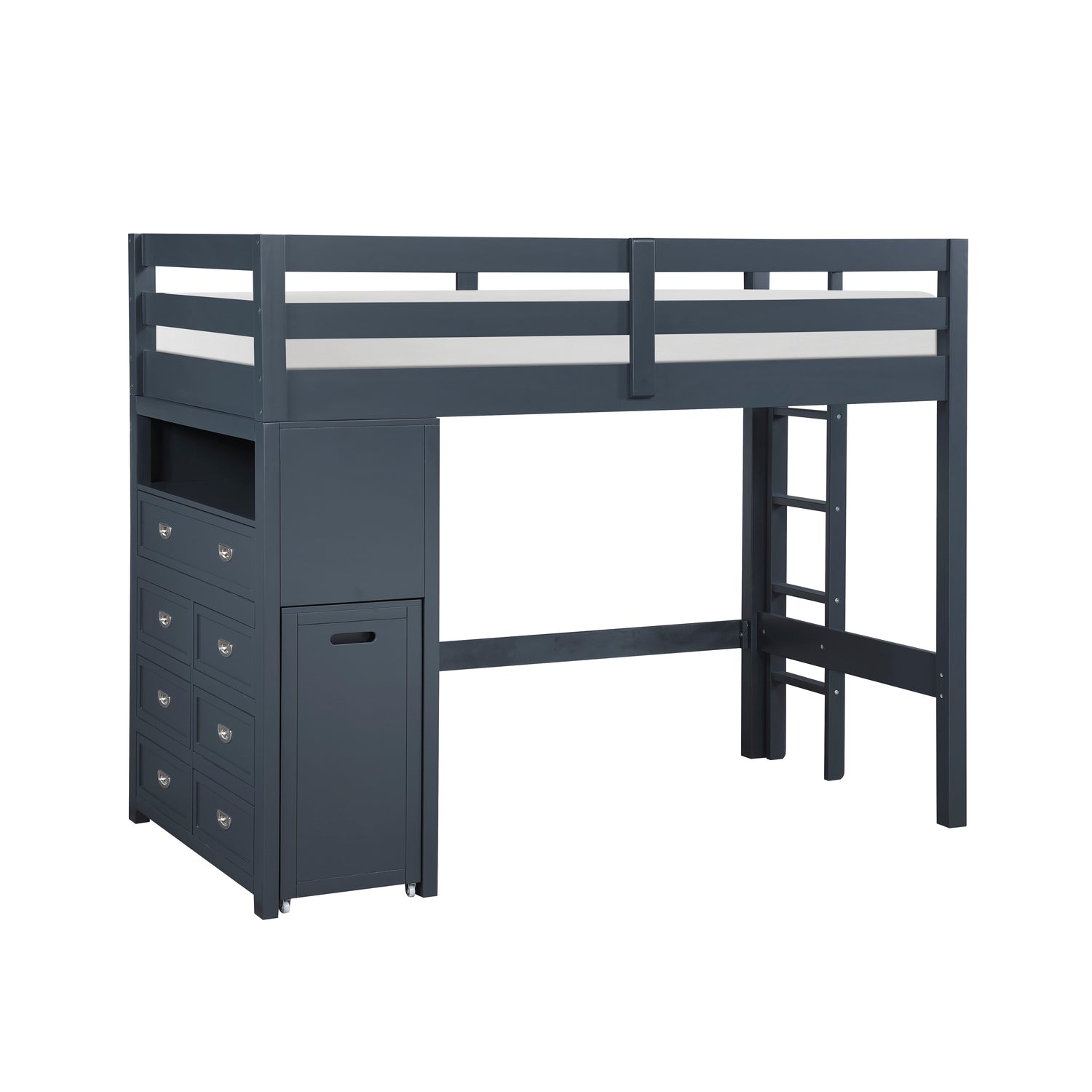 B2024BULTF-1* (6) Twin/Full Loft Bunk Bed with Chest and Hidden Desk - B2024BULTF-1*
