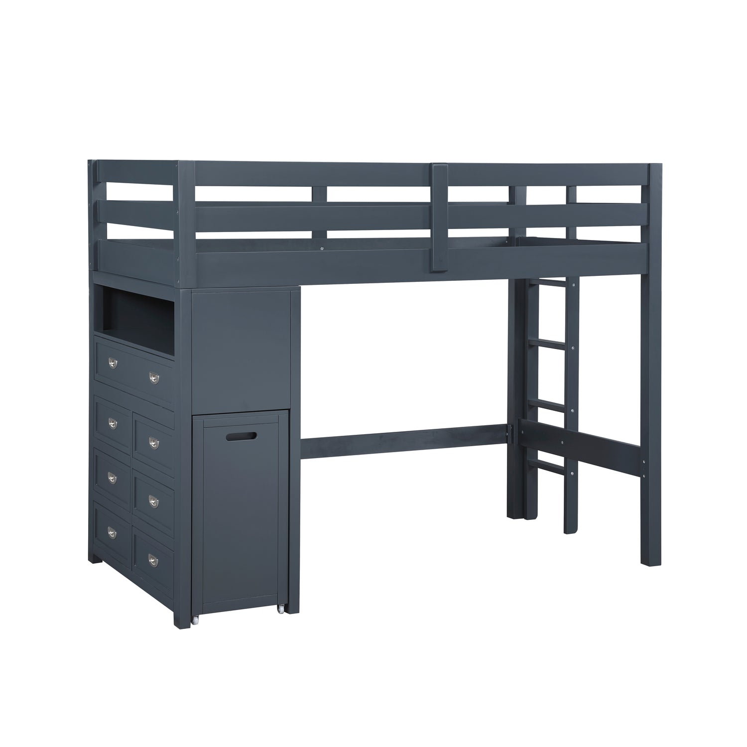 B2024BULTF-1* (6) Twin/Full Loft Bunk Bed with Chest and Hidden Desk - B2024BULTF-1*