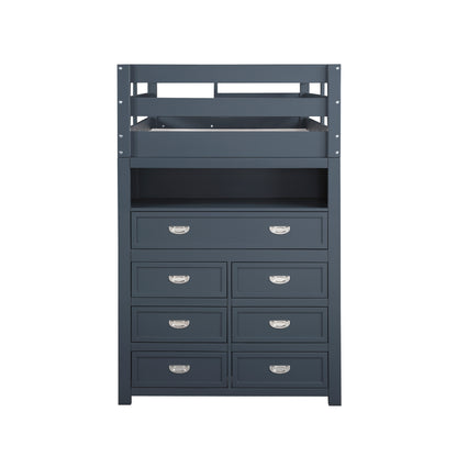 B2024BULTF-1* (6) Twin/Full Loft Bunk Bed with Chest and Hidden Desk - B2024BULTF-1*