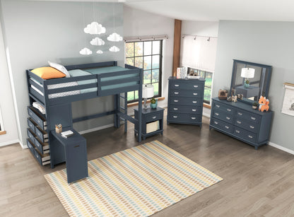 B2024BULTF-1* (6) Twin/Full Loft Bunk Bed with Chest and Hidden Desk - B2024BULTF-1*
