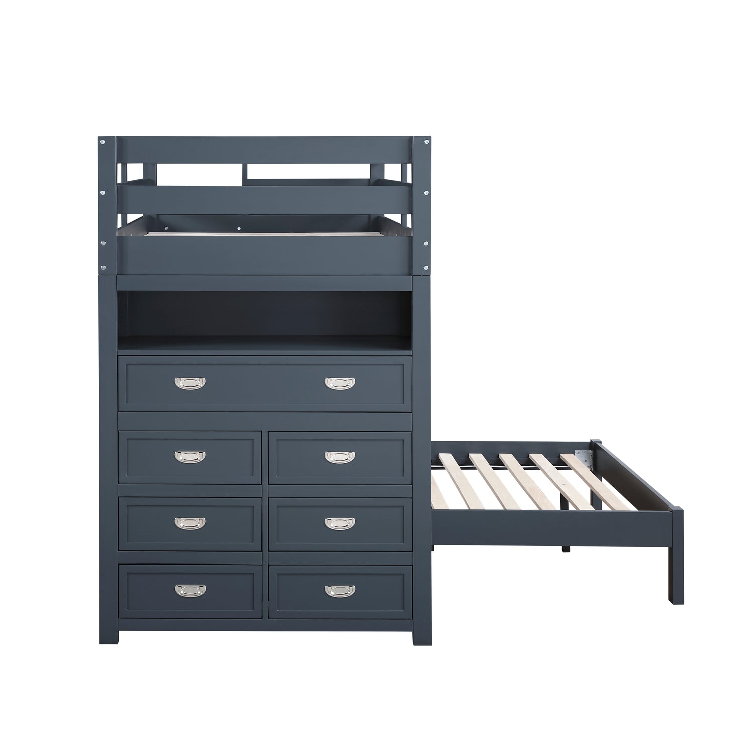 B2024BULTF-1* (6) Twin/Full Loft Bunk Bed with Chest and Hidden Desk - B2024BULTF-1*