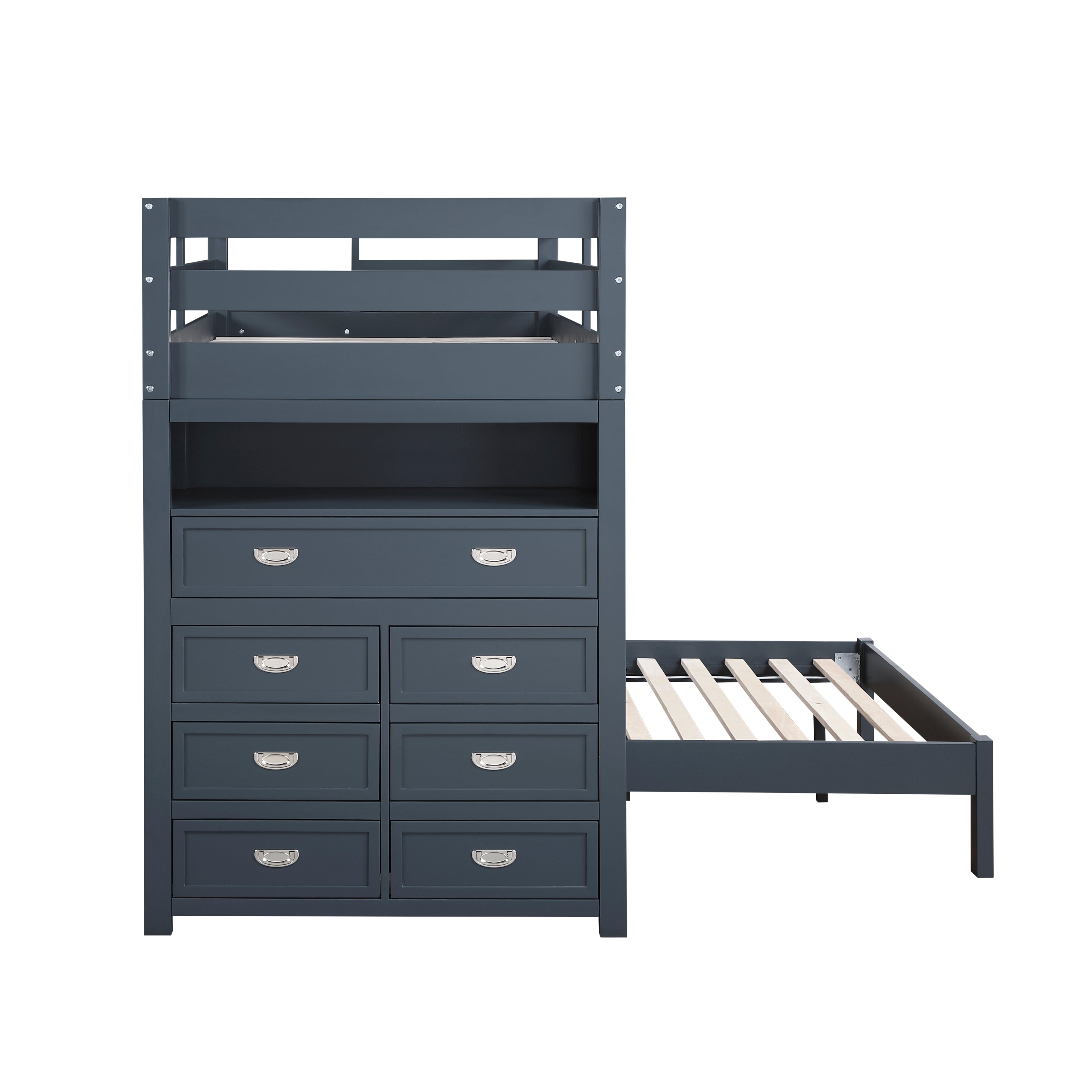 B2024BULTF-1* (6) Twin/Full Loft Bunk Bed with Chest and Hidden Desk - B2024BULTF-1*