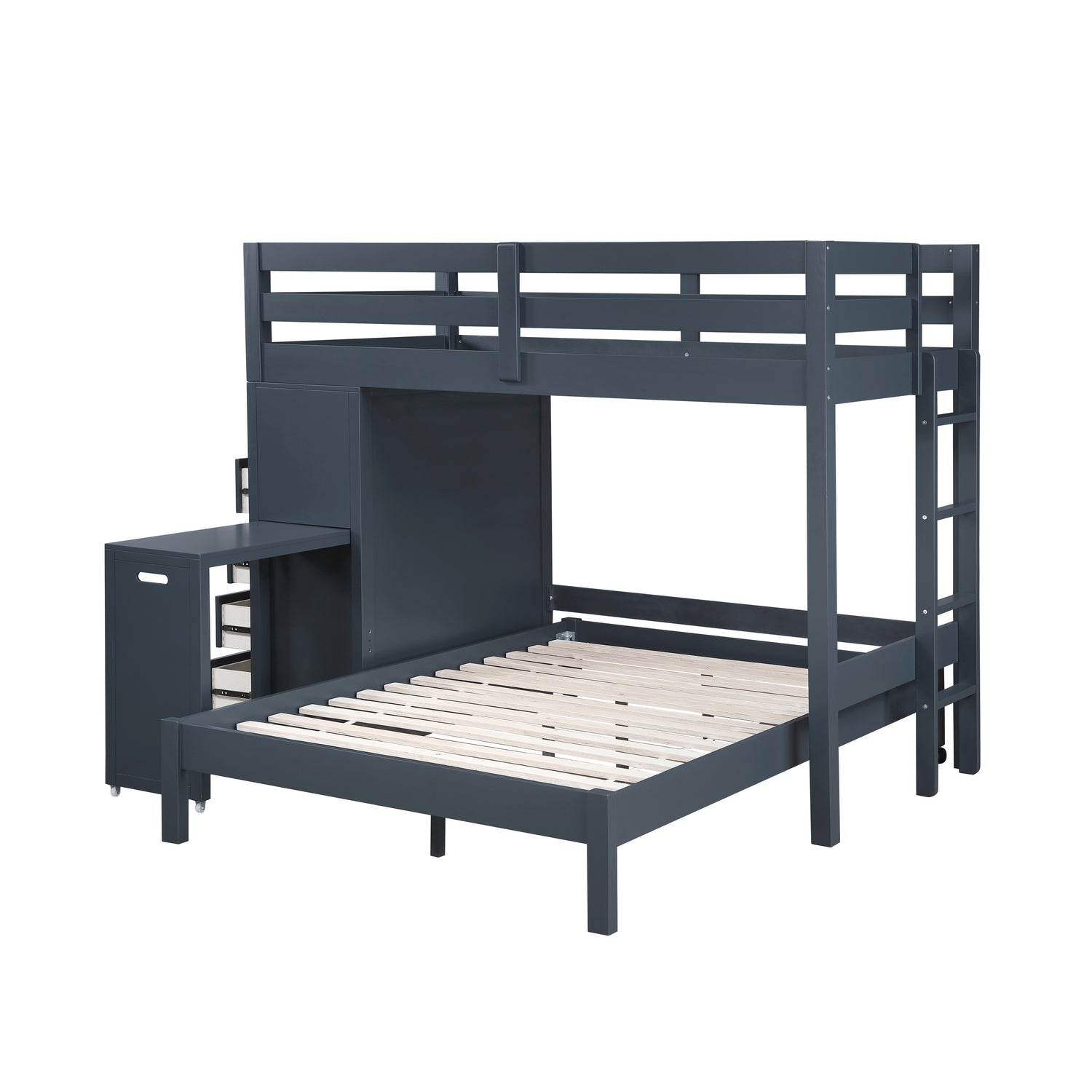 B2024BULTF-1* (6) Twin/Full Loft Bunk Bed with Chest and Hidden Desk - B2024BULTF-1*