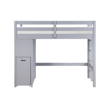 B2024GYLTF-1* (6) Twin/Full Loft Bunk Bed with Chest and Hidden Desk - B2024GYLTF-1*