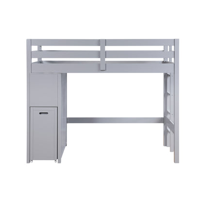 B2024GYLTF-1* (6) Twin/Full Loft Bunk Bed with Chest and Hidden Desk - B2024GYLTF-1*