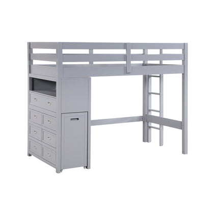 B2024GYLTF-1* (6) Twin/Full Loft Bunk Bed with Chest and Hidden Desk - B2024GYLTF-1*