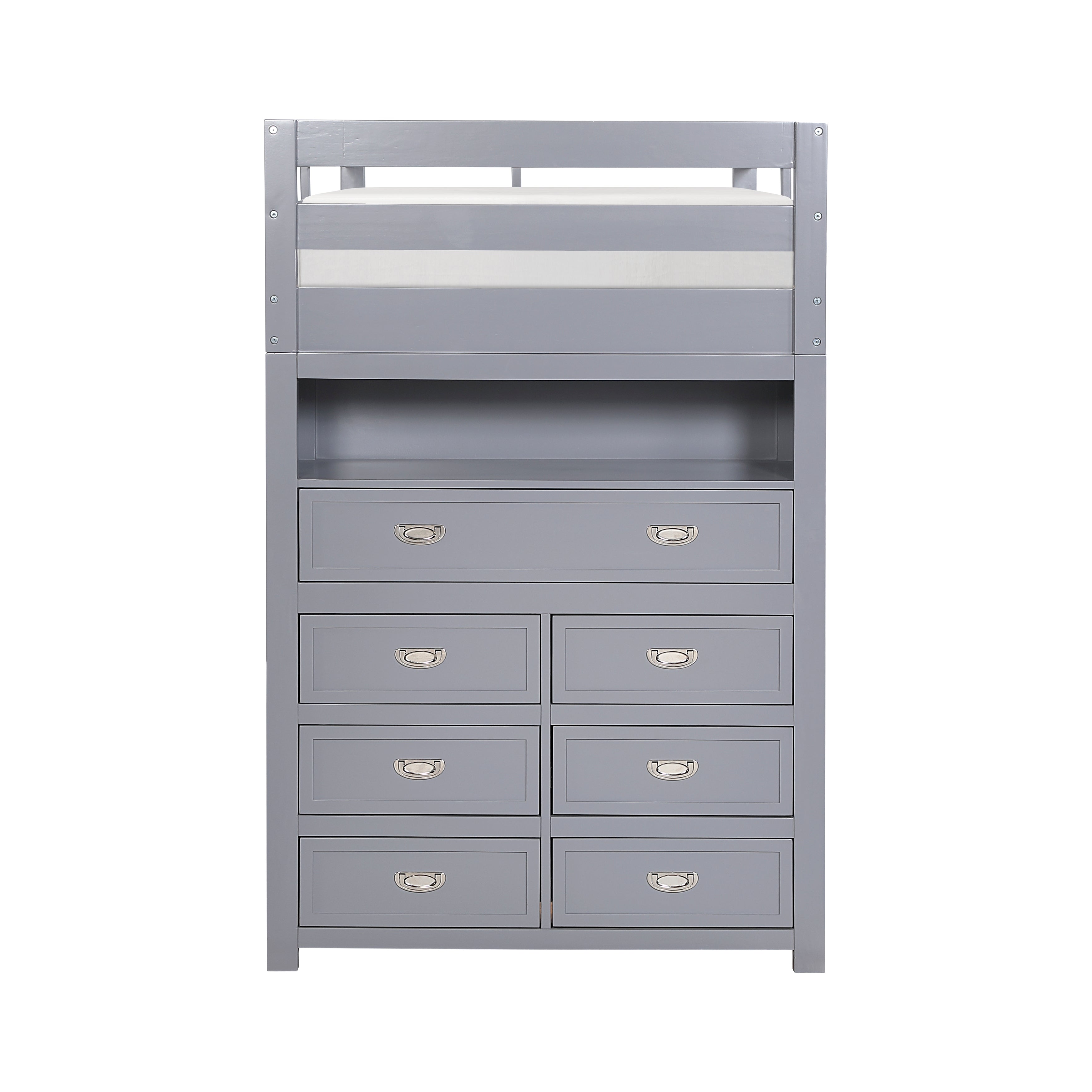 B2024GYLTF-1* (6) Twin/Full Loft Bunk Bed with Chest and Hidden Desk - B2024GYLTF-1*