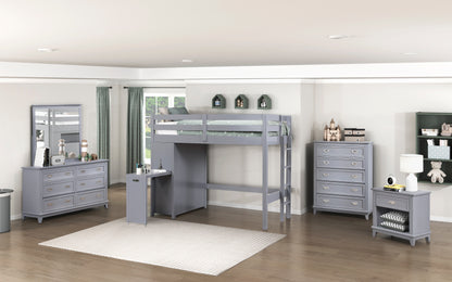 B2024GYLTF-1* (6) Twin/Full Loft Bunk Bed with Chest and Hidden Desk - B2024GYLTF-1*