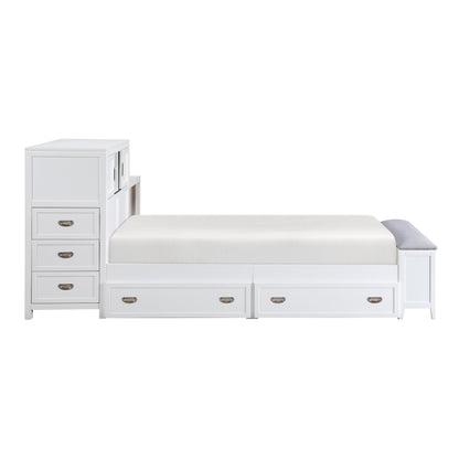 B2024WHBC-1* (2) Twin Bookcase Bed with Hidden Desk, Stool and Storage Bench - B2024WHBC-1*