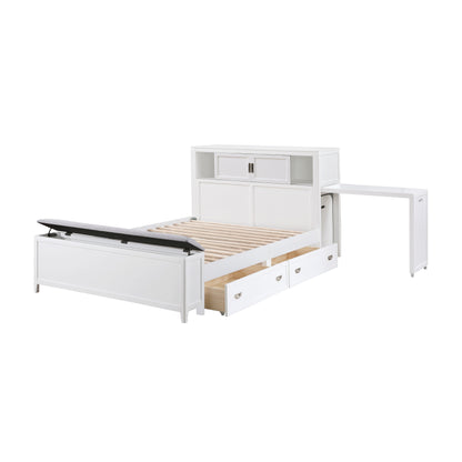 B2024WHBCF-1* (2) Full Bookcase Bed with Hidden Desk, Stool and Storage Bench - B2024WHBCF-1*