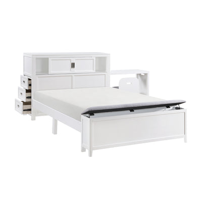 B2024WHBCF-1* (2) Full Bookcase Bed with Hidden Desk, Stool and Storage Bench - B2024WHBCF-1*