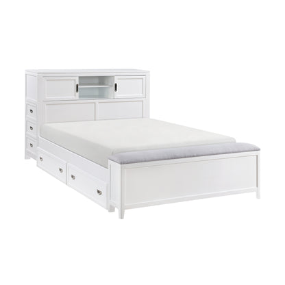 B2024WHBCF-1* (2) Full Bookcase Bed with Hidden Desk, Stool and Storage Bench - B2024WHBCF-1*