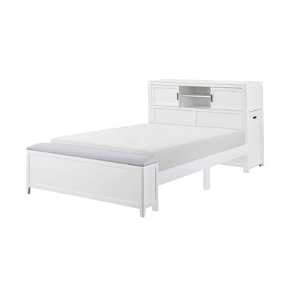 B2024WHBCF-1* (2) Full Bookcase Bed with Hidden Desk, Stool and Storage Bench - B2024WHBCF-1*