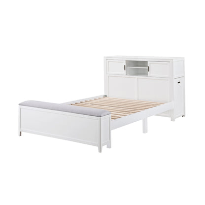 B2024WHBCF-1* (2) Full Bookcase Bed with Hidden Desk, Stool and Storage Bench - B2024WHBCF-1*