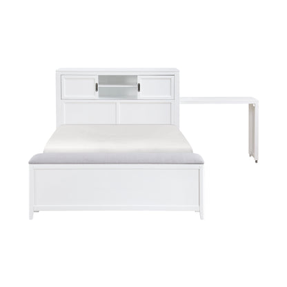 B2024WHBCF-1* (2) Full Bookcase Bed with Hidden Desk, Stool and Storage Bench - B2024WHBCF-1*