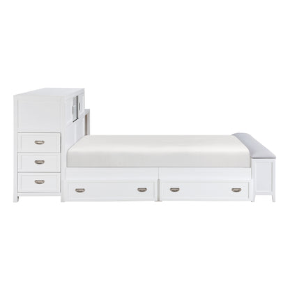 B2024WHBCF-1* (2) Full Bookcase Bed with Hidden Desk, Stool and Storage Bench - B2024WHBCF-1*