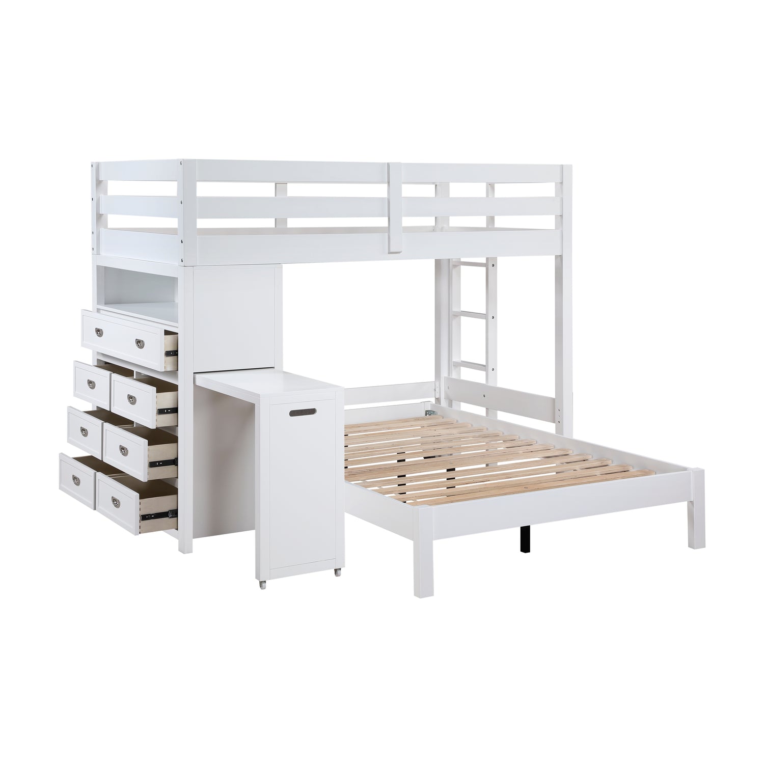 B2024WHLTF-1* (6) Twin/Full Loft Bunk Bed with Chest and Hidden Desk - B2024WHLTF-1*
