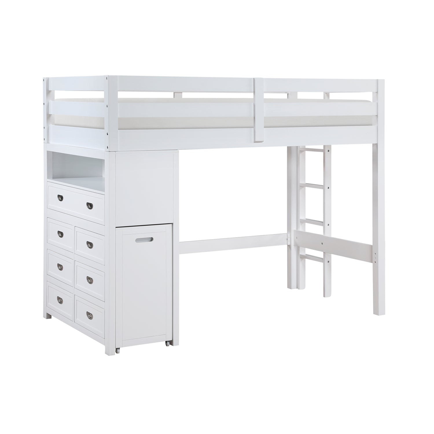 B2024WHLTF-1* (6) Twin/Full Loft Bunk Bed with Chest and Hidden Desk - B2024WHLTF-1*