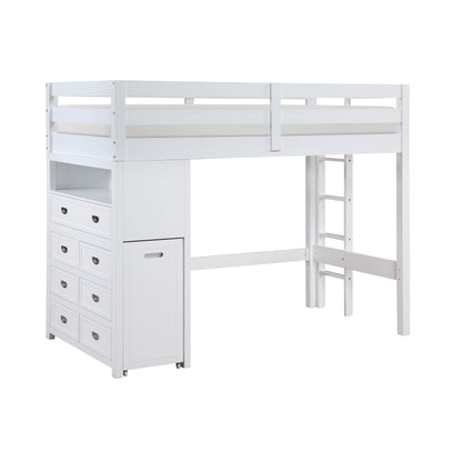 B2024WHLTF-1* (6) Twin/Full Loft Bunk Bed with Chest and Hidden Desk - B2024WHLTF-1*