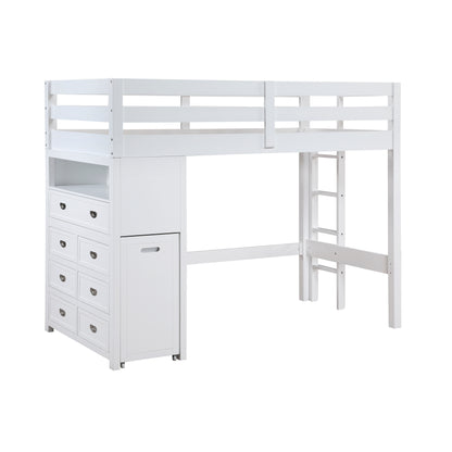 B2024WHLTF-1* (6) Twin/Full Loft Bunk Bed with Chest and Hidden Desk - B2024WHLTF-1*