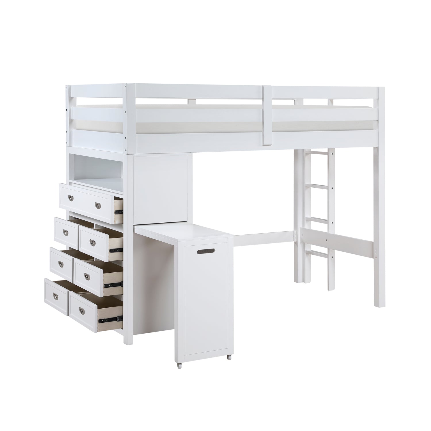 B2024WHLTF-1* (6) Twin/Full Loft Bunk Bed with Chest and Hidden Desk - B2024WHLTF-1*