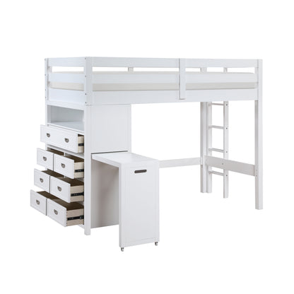 B2024WHLTF-1* (6) Twin/Full Loft Bunk Bed with Chest and Hidden Desk - B2024WHLTF-1*