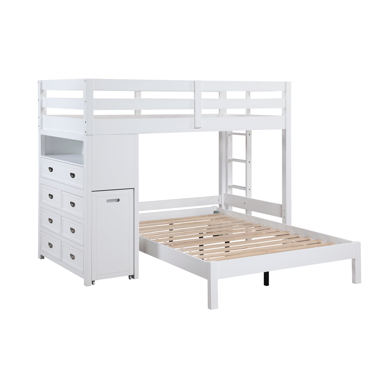 B2024WHLTF-1* (6) Twin/Full Loft Bunk Bed with Chest and Hidden Desk - B2024WHLTF-1*