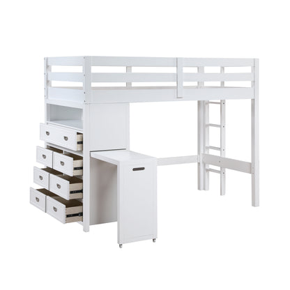 B2024WHLTF-1* (6) Twin/Full Loft Bunk Bed with Chest and Hidden Desk - B2024WHLTF-1*