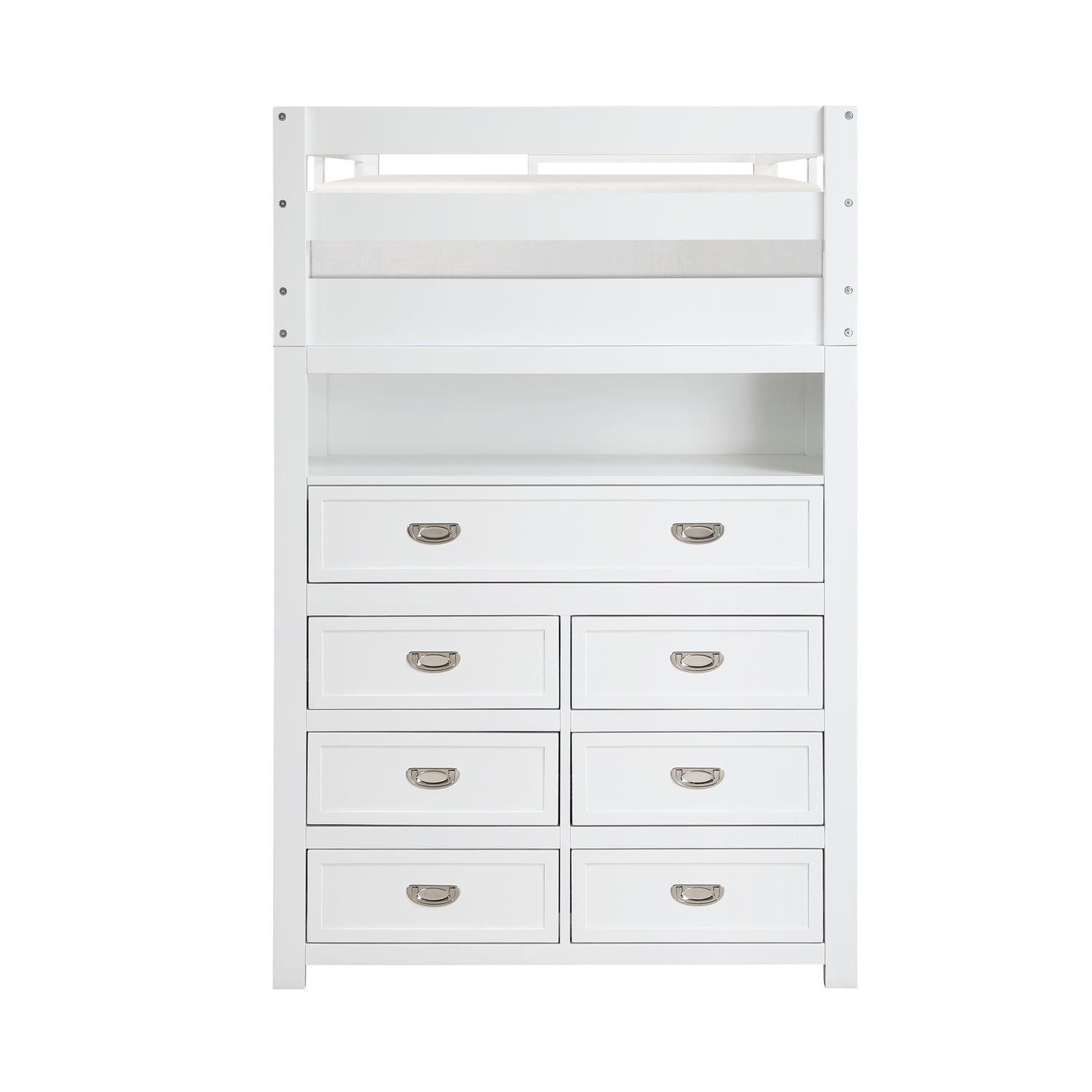 B2024WHLTF-1* (6) Twin/Full Loft Bunk Bed with Chest and Hidden Desk - B2024WHLTF-1*